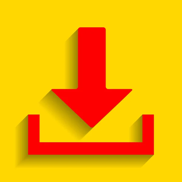 Télécharger illustration de signe. Vecteur. Icône rouge avec ombre douce sur fond doré . — Image vectorielle