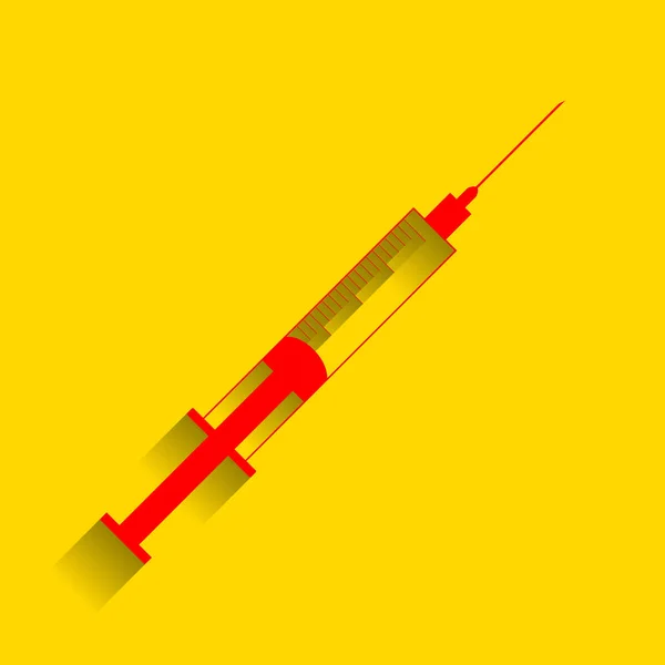 Sprutan tecken illustration. Vektor. Röd ikon med mjuk skugga på gyllene bakgrund. — Stock vektor