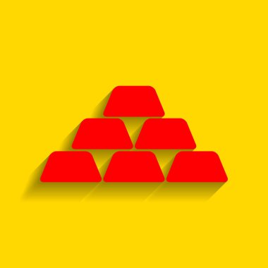 Altın basit kayıt. Vektör. Altın arka plan üzerinde yumuşak gölge ile kırmızı simge.