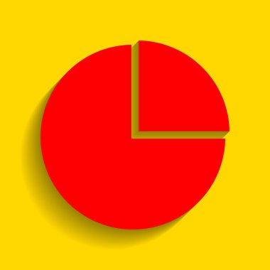 İş grafik işareti. Vektör. Altın arka plan üzerinde yumuşak gölge ile kırmızı simge.