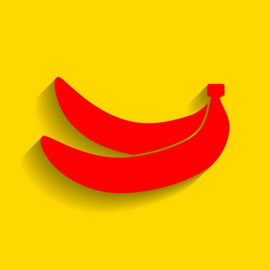 Muz basit kayıt. Vektör. Altın arka plan üzerinde yumuşak gölge ile kırmızı simge.