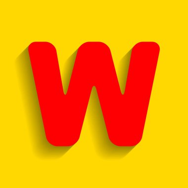 Harf W sign şablon öğesi tasarım. Vektör. Altın arka plan üzerinde yumuşak gölge ile kırmızı simge.