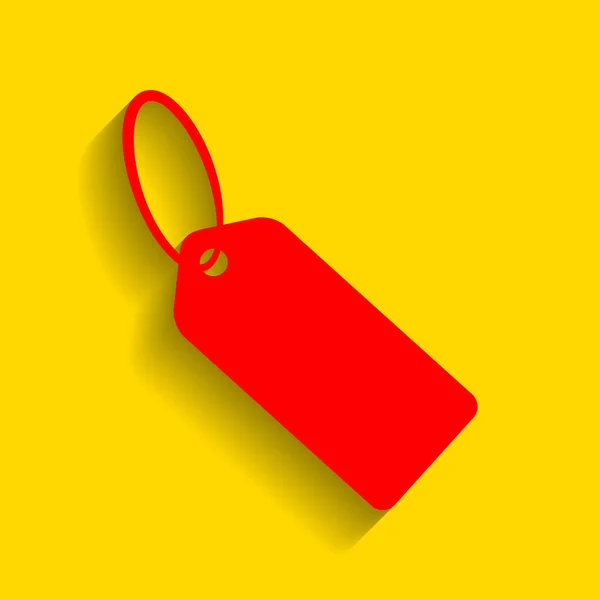 Ilustração do sinal da etiqueta. Vector. Ícone vermelho com sombra suave no fundo dourado . — Vetor de Stock