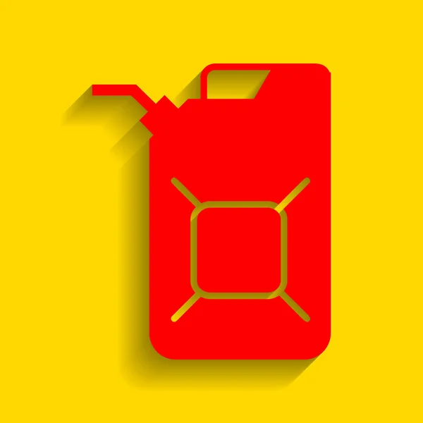 Jerrycan Öl Zeichen. jerry can oil sign. Vektor. rotes Symbol mit weichem Schatten auf goldenem Hintergrund. — Stockvektor