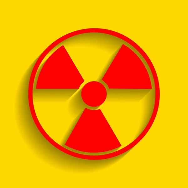 放射線丸い印。ベクトル。金色の背景にソフト シャドウの付いた赤いアイコン. — ストックベクタ