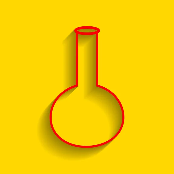 管。实验室玻璃标志。矢量。与柔和的阴影，在金色的背景上的红色图标. — 图库矢量图片