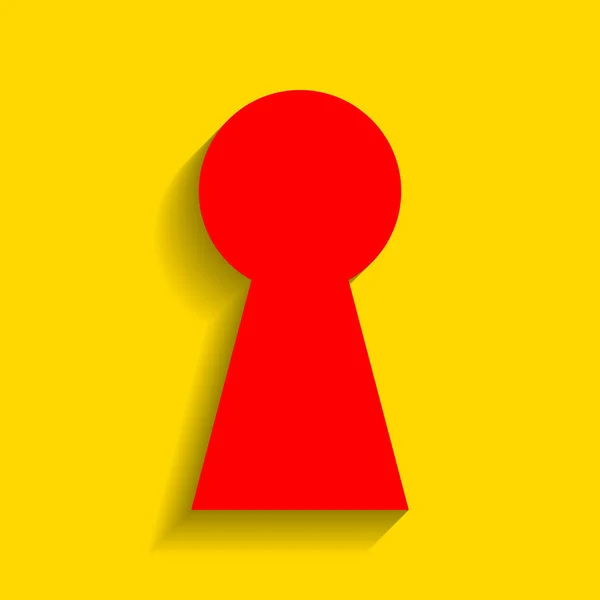 Schlüssellochschildillustration. Vektor. rotes Symbol mit weichem Schatten auf goldenem Hintergrund. — Stockvektor