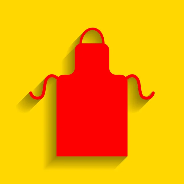 Tablier simple signe. Vecteur. Icône rouge avec ombre douce sur fond doré . — Image vectorielle