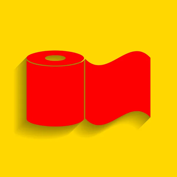 Signo de papel higiénico. Vector. Icono rojo con sombra suave sobre fondo dorado . — Archivo Imágenes Vectoriales