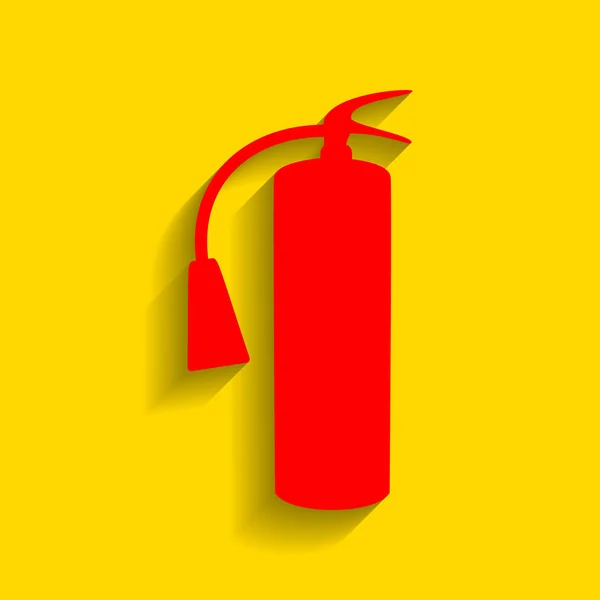 Señal del extintor de incendios. Vector. Icono rojo con sombra suave sobre fondo dorado . — Archivo Imágenes Vectoriales