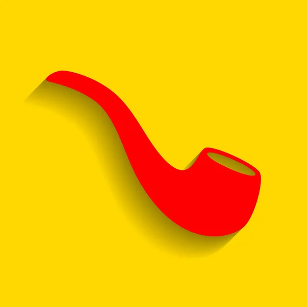 Señal de pipa de humo. Vector. Icono rojo con sombra suave sobre fondo dorado . — Vector de stock