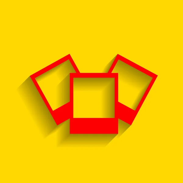 Foto tecken illustration. Vektor. Röd ikon med mjuk skugga på gyllene bakgrund. — Stock vektor