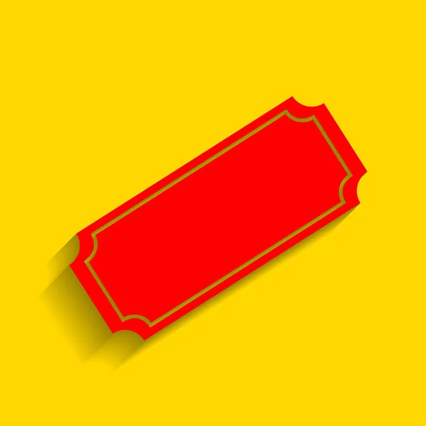 Ilustración de billetes. Vector. Icono rojo con sombra suave sobre fondo dorado . — Vector de stock