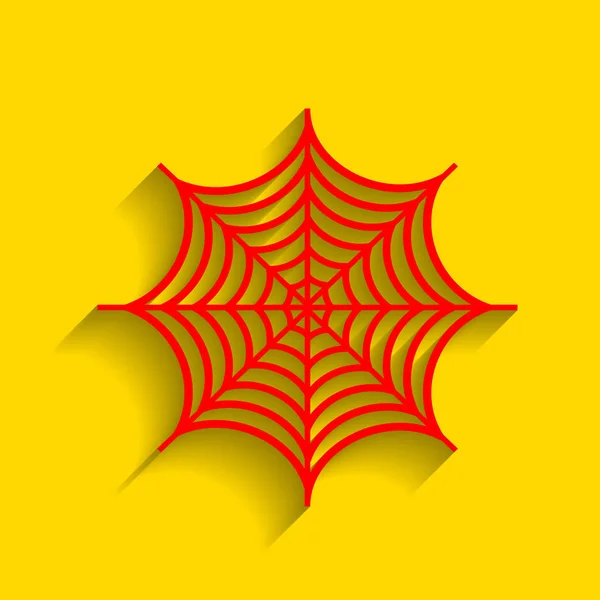 Spider sull'illustrazione web. Vettore. Icona rossa con morbida ombra su sfondo dorato . — Vettoriale Stock