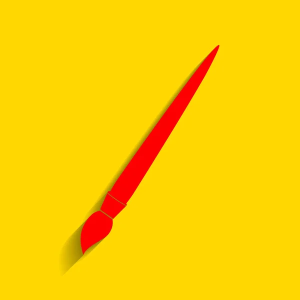Borste tecken illustration. Vektor. Röd ikon med mjuk skugga på gyllene bakgrund. — Stock vektor
