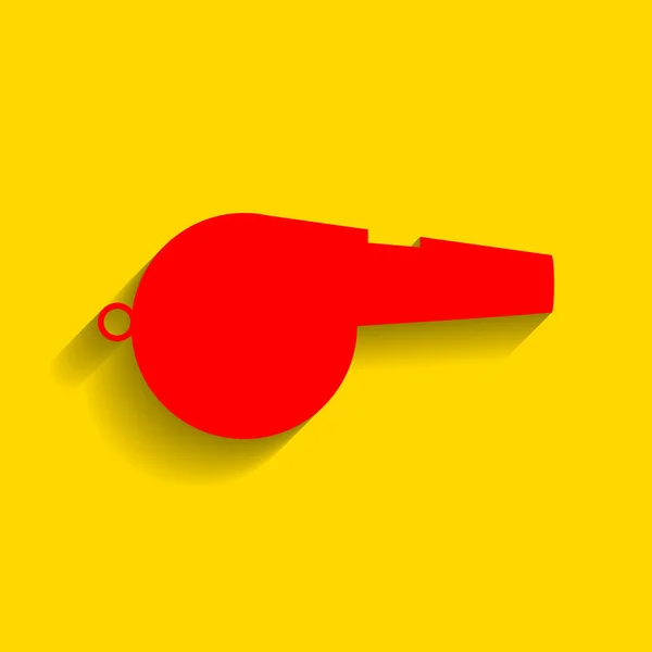 Whistle sign. Vector. Red icon with soft shadow on golden background. — Stock Vector