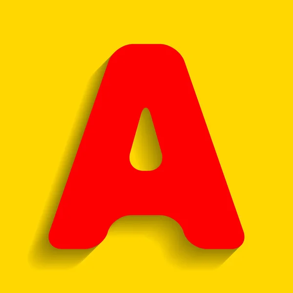 Buchstabe ein Zeichen-Design-Template-Element. Vektor. rotes Symbol mit weichem Schatten auf goldenem Hintergrund. — Stockvektor