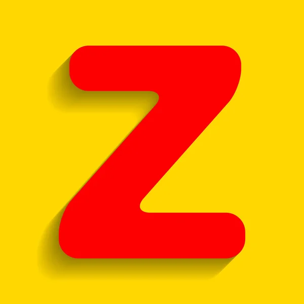 Letter Z teken ontwerpen element sjabloon. Vector. Rode pictogram met zachte schaduw op gouden achtergrond. — Stockvector