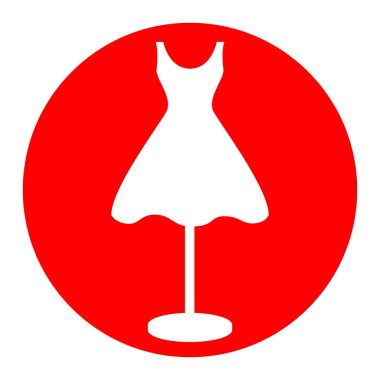 Manken Giydir işareti ile. Vektör. Beyaz zemin üzerine kırmızı daire içinde beyaz simgesi. İzole.