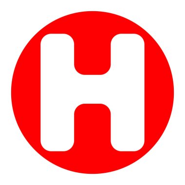 H harfi işareti şablon öğesi tasarım. Vektör. Beyaz zemin üzerine kırmızı daire içinde beyaz simgesi. İzole.