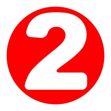 2 numaralı işaret tasarım şablonu öğeleri. Vektör. Beyaz zemin üzerine kırmızı daire içinde beyaz simgesi. İzole.