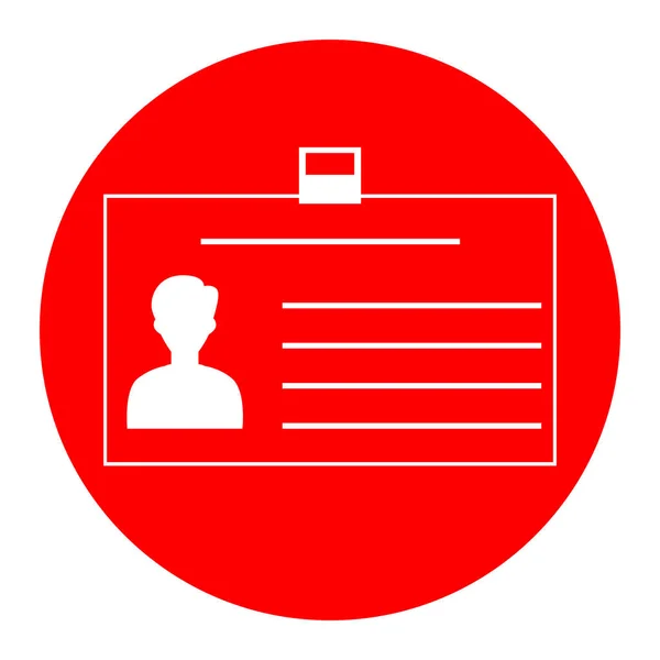 Teken van de identificatiekaart. Vector. Wit pictogram in rode cirkel op een witte achtergrond. Geïsoleerd. — Stockvector