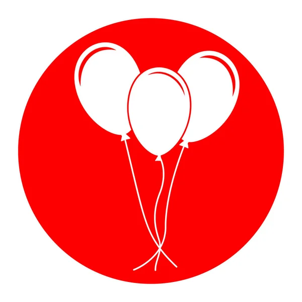 Señal de globos. Vector. Icono blanco en círculo rojo sobre fondo blanco. Aislado . — Archivo Imágenes Vectoriales