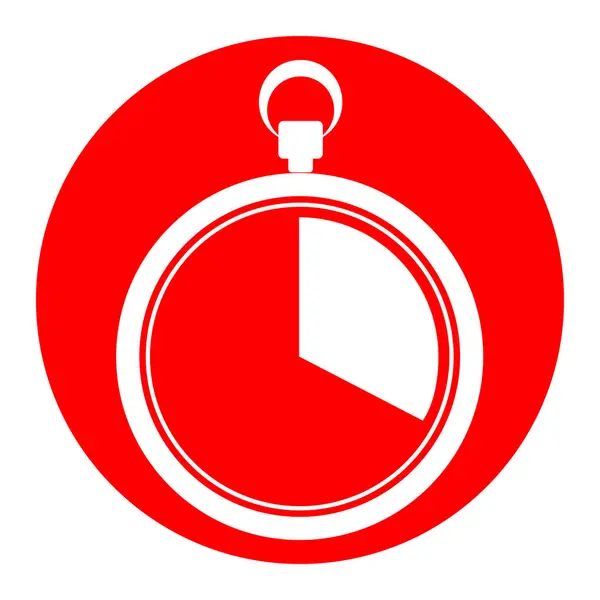 De 20 seconden, minuten stopwatch teken. Vector. Wit pictogram in rode cirkel op een witte achtergrond. Geïsoleerd. — Stockvector