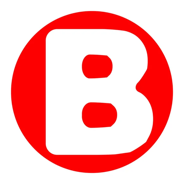 Letra B elemento plantilla de diseño de signo. Vector. Icono blanco en círculo rojo sobre fondo blanco. Aislado . — Archivo Imágenes Vectoriales