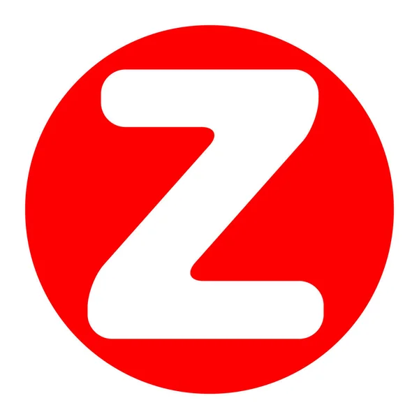 文字 Z サインはデザイン テンプレートの要素です。ベクトル。白地に赤い丸に白いアイコン。分離されました。. — ストックベクタ