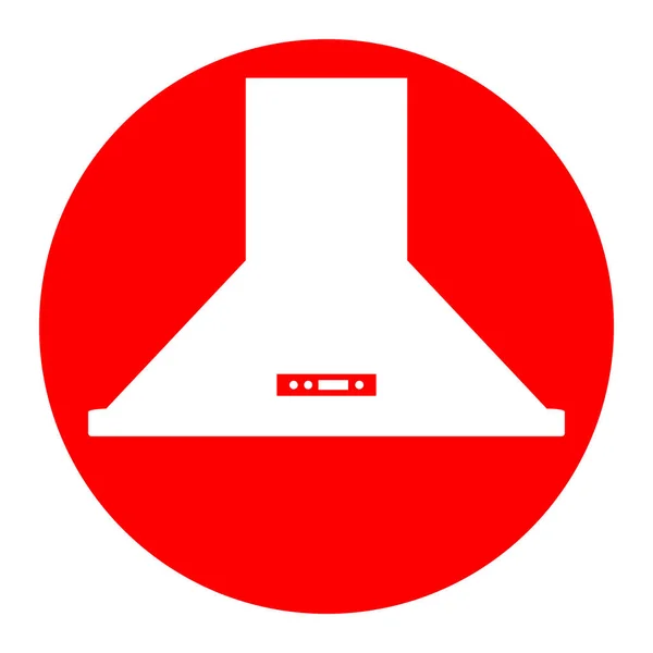 Hotte d'échappement. Panneau de ventilation. Vecteur. Icône blanche en cercle rouge sur fond blanc. Isolé . — Image vectorielle