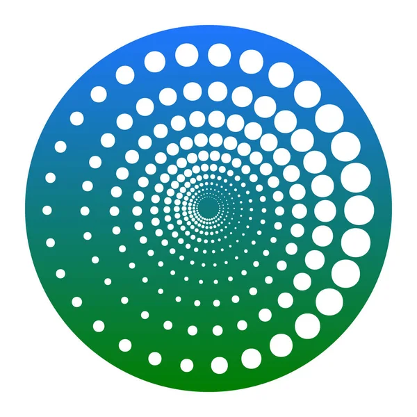 Abstracte technologie cirkels teken. Vector. Wit pictogram in blauwe cirkel op een witte achtergrond. Geïsoleerd. — Stockvector