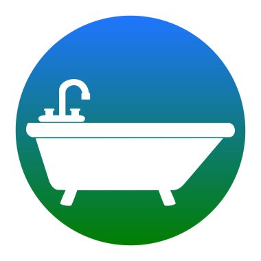 Küvet işareti illüstrasyon. Vektör. Beyaz simgesi beyaz arka plan üzerinde mavimsi bir dairede. İzole.