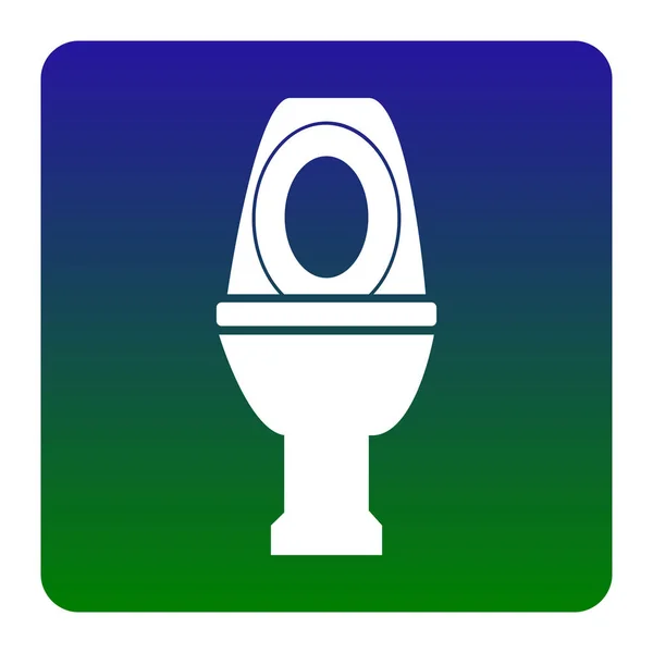 WC jel illusztráció. Vektor. Fehér ikon, lekerekített sarkokkal, fehér alapon zöld-kék színátmenet téri. Elszigetelt. — Stock Vector