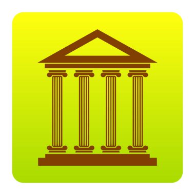 Tarihi bina illüstrasyon. Vektör. Kahverengi simgesi yeşil-sarı beyaz arka plan köşeleri yuvarlatılmış degrade Meydanı'nda. İzole.