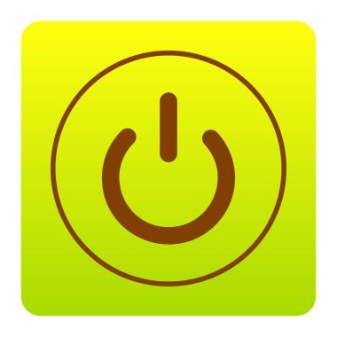 Açık kapalı geçiş işareti. Vektör. Kahverengi simgesi yeşil-sarı beyaz arka plan köşeleri yuvarlatılmış degrade Meydanı'nda. İzole.