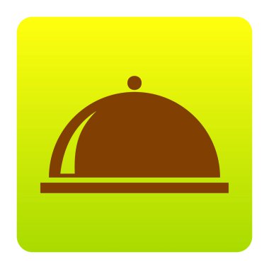 Sunucu oturum illüstrasyon. Vektör. Kahverengi simgesi yeşil-sarı beyaz arka plan köşeleri yuvarlatılmış degrade Meydanı'nda. İzole.