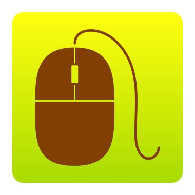 Fare işareti illüstrasyon. Vektör. Kahverengi simgesi yeşil-sarı beyaz arka plan köşeleri yuvarlatılmış degrade Meydanı'nda. İzole.