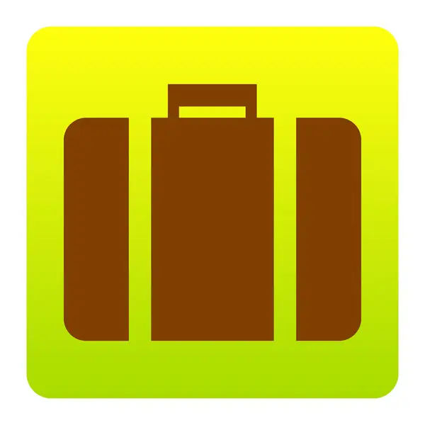 Illustration de la mallette. Vecteur. Icône marron au carré dégradé vert-jaune avec des coins arrondis sur fond blanc. Isolé . — Image vectorielle