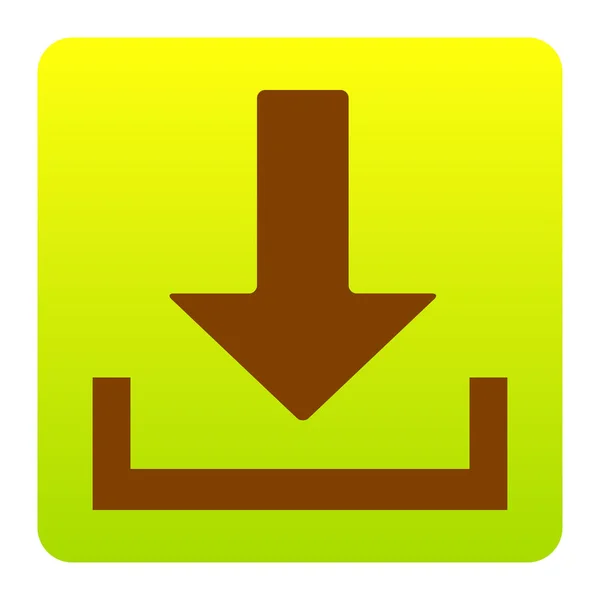 Hämta tecken illustration. Vektor. Brun ikonen på gul-tonad square med rundade hörn på vit bakgrund. Isolerade. — Stock vektor
