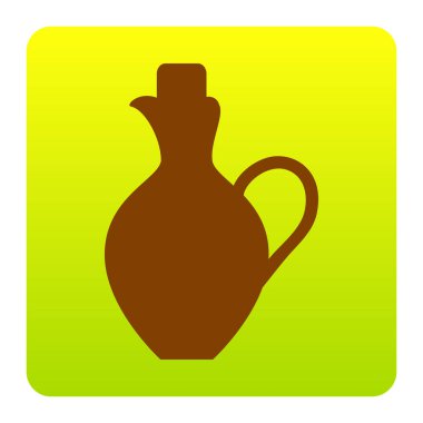 Amfora işareti illüstrasyon. Vektör. Kahverengi simgesi yeşil-sarı beyaz arka plan köşeleri yuvarlatılmış degrade Meydanı'nda. İzole.