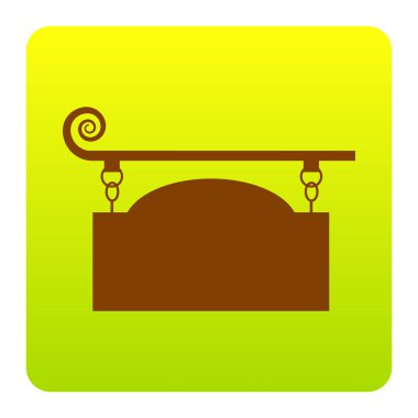 Eski moda tasarımı için Ferforje işareti. Vektör. Kahverengi simgesi yeşil-sarı beyaz arka plan köşeleri yuvarlatılmış degrade Meydanı'nda. İzole.