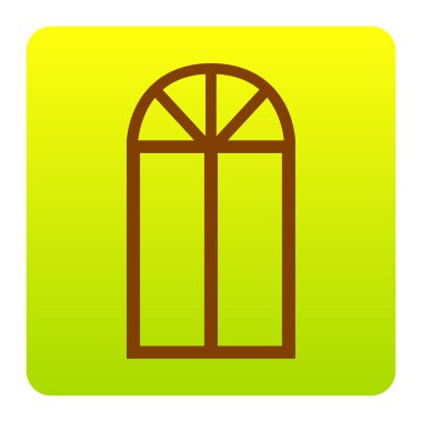 Pencere basit kayıt. Vektör. Kahverengi simgesi yeşil-sarı beyaz arka plan köşeleri yuvarlatılmış degrade Meydanı'nda. İzole.