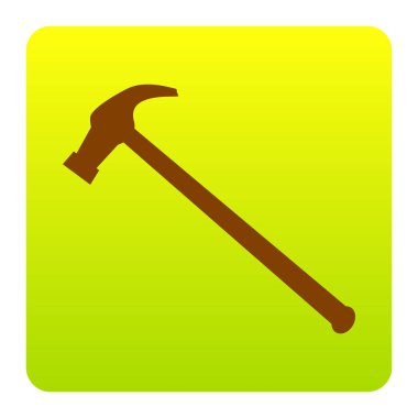 Basit simge gördüm. Vektör. Kahverengi simgesi yeşil-sarı beyaz arka plan köşeleri yuvarlatılmış degrade Meydanı'nda. İzole.