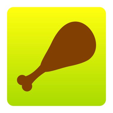 Tavuk bacağı işareti. Vektör. Kahverengi simgesi yeşil-sarı beyaz arka plan köşeleri yuvarlatılmış degrade Meydanı'nda. İzole.