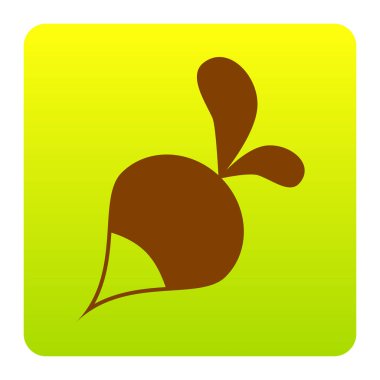 Turp basit kayıt. Vektör. Kahverengi simgesi yeşil-sarı beyaz arka plan köşeleri yuvarlatılmış degrade Meydanı'nda. İzole.