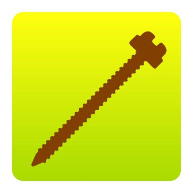 Vida işareti illüstrasyon. Vektör. Kahverengi simgesi yeşil-sarı beyaz arka plan köşeleri yuvarlatılmış degrade Meydanı'nda. İzole.