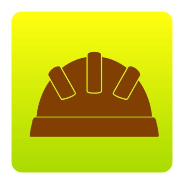 Bebek işareti illüstrasyon. Vektör. Kahverengi simgesi yeşil-sarı beyaz arka plan köşeleri yuvarlatılmış degrade Meydanı'nda. İzole.