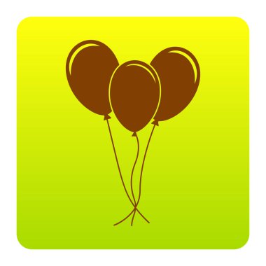 Balon işareti ayarlayın. Vektör. Kahverengi simgesi yeşil-sarı beyaz arka plan köşeleri yuvarlatılmış degrade Meydanı'nda. İzole.