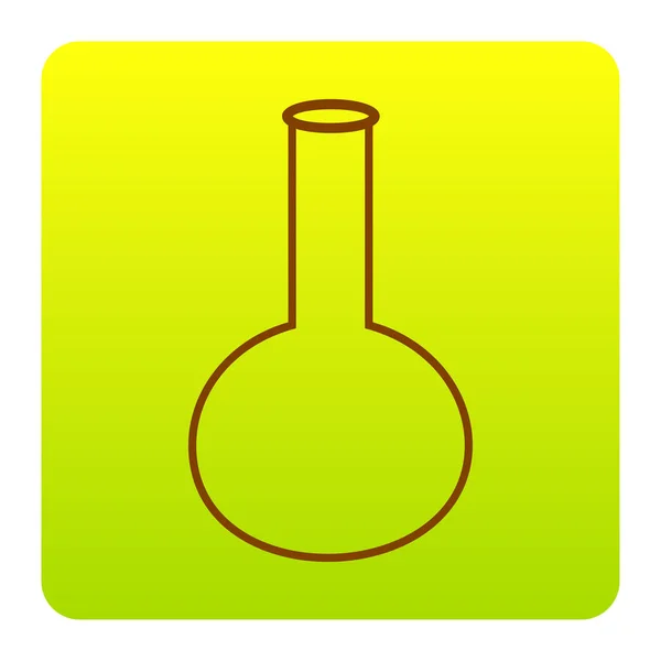 管。实验室玻璃标志。矢量。在白色背景上的圆角绿色黄色渐变广场的棕色图标。分离. — 图库矢量图片